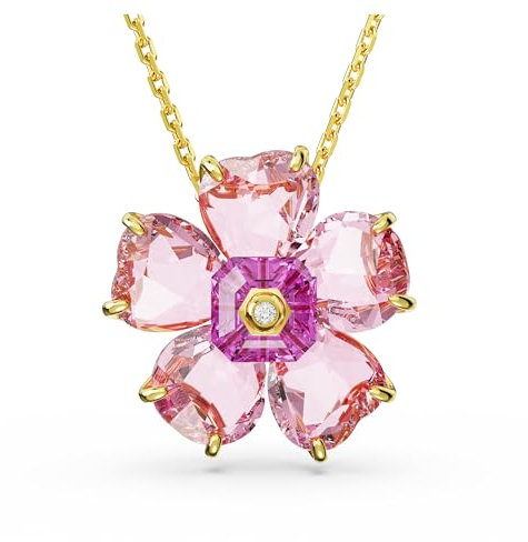 Swarovski Idyllia Halskette, Blume, Rosa, Goldlegierungsschicht