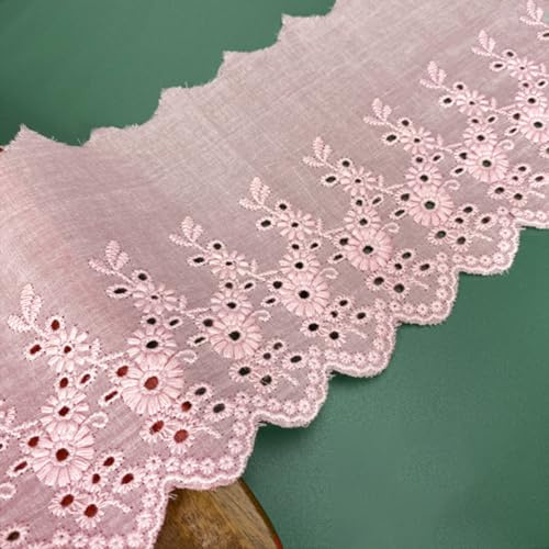 Wambere Vintage Hohle Stickerei Baumwolle Spitzenband Dekoband Zierband Spitzenstoff Spitzenborte Borte für Nähen Handwerk Weihnachtsdekoration Hochzeit Vorhang Deko Geschenkbox 11cmx3Yard,Rosa