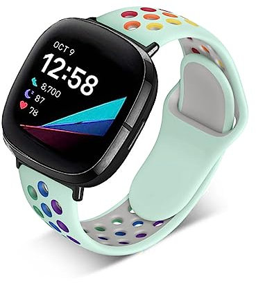 ZUREGO Sport Armband für Fitbit Versa 4/Sense 2/Versa 3/Sense Armband, Fitbit Versa 4/Versa 3 Atmungsaktives Weiches Silikon Ersatz Armband Kompatibel mit Fitbit Versa 4/Sense 2/Versa 3/Sense (J)