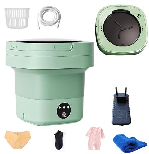 AFGSsm 12L Lavadora portatil, Lavadora carga superior para camping apartamentos caravana para calcetines ropa interior -Verde