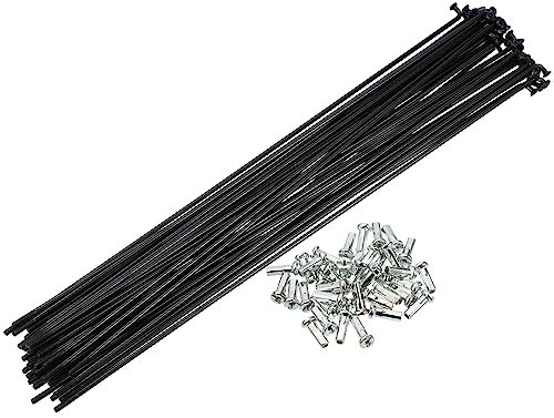 QUARKZMAN 40 Uds 14g J Bend 228mm Radios con Cabecillas para Bicicleta, Negro