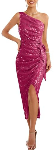 GRACE KARIN Womem - Abito da cocktail con paillettes, elegante, per feste e balli studenteschi, Rosso rosato, XXL