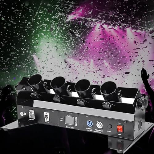 IINCOOY 4 Schuss Konfettimaschine Doppelschuss Streamer Werfer elektrischer Konfetti Blaster DMX Fernbedienung Konfettikanone