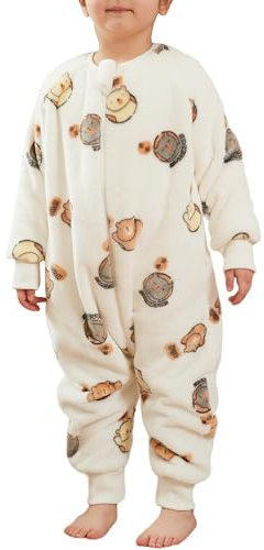 SEAUR Baby Pyjama Flanell Schlafsack mit Füßen 3,0 Tog Schlafstrampler Overall Kuschelig Warm Schlafanzug Kinder Winter Schlafoverall Cartoon Tier Muster - 130(120-130cm)