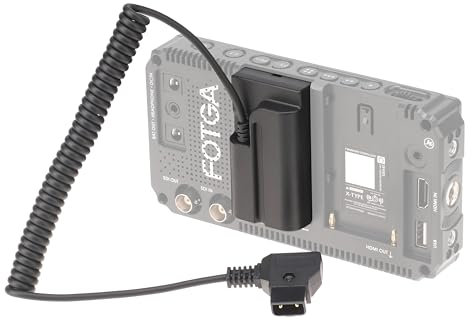 Fotga Coiled D-tap to NP-F550 Dummy Battery Power Cable for Sony NP-F550 F570 NP-970 Battery Atomos Ninja/Shinobi Monitor Video Transmitter LED Light Camcorder Camera BMCC 6K