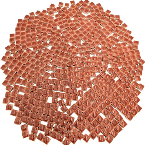 500 g quadratische Keramik-Mosaikfliesen, 500 Stück, 1 x 1 cm, handgefertigt, kreative Mikro-Mosaikstücke für Liebhaber, DIY-Mosaikprojekte und Heimdekorationen (Kaffee)