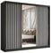 BEAUTY SOFA Helix - Schrank mit Spiegel - Kleiderschrank mit Schiebetüren und Lamellen - Garderobenschrank, Mehrzweckschrank, Flurschrank - 240cm breit - Schwarz & Lamellenfarbe Weiß