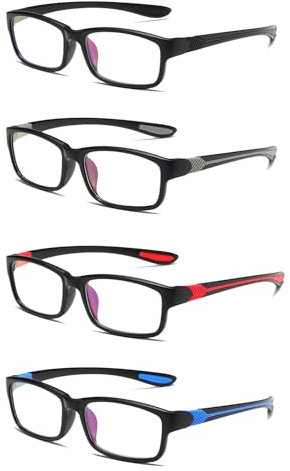 CAMKIDS Lesebrille Herren 4 Pack Ultra leichte TR90 Sport Style Lesebrille für Herren und Damen+3.0