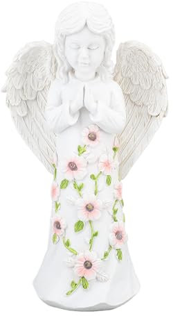 Hztyyier Statua di Angelo Solare in Resina, Durevole, Resistente Alle Intemperie, Decorazione da Giardino con Luci Solari