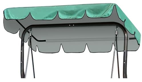 SHEPIN Hollywoodschaukel Dachbezug 210 x 145 cm, 420D Oxford-Tuch Hollywoodschaukel Ersatzdach 3 Sitzer, Wasserdicht Universal Dach für Hollywoodschaukel, UV-Schutz Sonnendach (Grün)