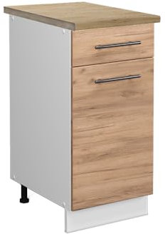 Vicco Küchenunterschrank Fame-Line, Goldkraft Eiche/Weiß, 40 cm, AP Eiche