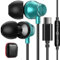 USB C Earbuds for Google Pixel 9 8 8A 7 7A 6A 6 Apple iPhone 16 Pro Max 15 Plus 16e iPad Corded Headphones Wired Type C Earphone Microphone for Samsung S25 S24 S23 S22 S21 Ultra OnePlus Android Green