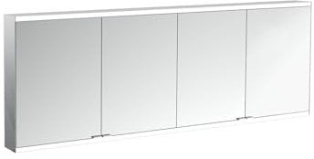 Emco Prime 2 Facelift Lichtspiegelschrank, 1800 mm, 4 Türen, mit verspiegelten Seitenwänden, Aufputzmodell, 9497, Farbe: Aluminium/Spiegel