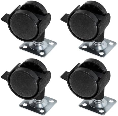 Qianyu 4 Pcs Swivel Caster Wheels with Screws 360 Degree Rotation Universal Plastic Light Duty Small Caster Wheels with Brake Locking for Small Appliances Furniture Trash Can Storage Box