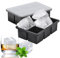Silicone Square Ice Cube Tray with Lid, Easy Release Ice Cube Trays -Pack of 2 - Ice Trays for Freezer Flexible BPA Free,Large Ice Cube Melt Slowly for Cocktails Party Drinks (Black)