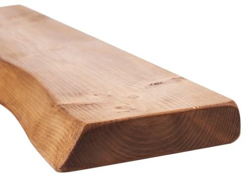 MoonTree rustikales Wandregal, lebendiger Rand, 80 cm x 16 cm x 3.8 cm, Walnuss
