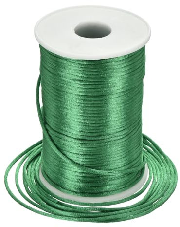 Rebower Nylon Satin Cord 2.5mm, 100m Nylon String for Bracelet Braided Thread [for Jewelry Making Necklace Chinese Knot Craft] - Jade Green