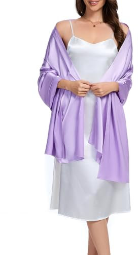 Bbonlinedress Halstuch Damen Seide Party Schal Satin Stola Stolen für Abendkleider elegant Festlich Shawl 195 * 70CM Lavender