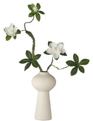 GEK208130 Gefälschte Blumen Wohnzimmer Dekoration Simulation Azalee Gefälschte Blume Anordnung Keramik Weiß Vase Dekoration