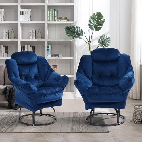 BIXUYOU 360-Grad-Drehsessel, drehbarer Lazy Chair, moderner Freizeit-Sofa-Sessel, gepolsterter Stoff, Einzelsofa-Sessel für Schlafzimmer und Wohnzimmer