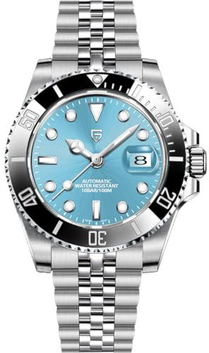 CEYADG Pagani Design Automatische mechanische Uhr für Herren, PD1661, NH35/NH36-Uhrwerk, Saphirglas, Edelstahl-Uhr, 40 mm, Datumsanzeige, Himmelblau - 5Z, Kausales Geschäft