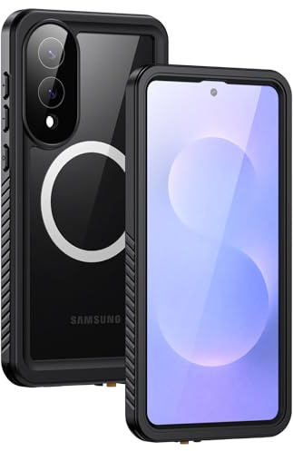 Lanhiem Magnetic for Samsung Galaxy S25 Edge Phone Case, IP68 Waterproof Dustproof Case with Built-in Screen Protector, Rugged Full Body Protective Cover for Galaxy S25 Edge 6.7 Inch, Black