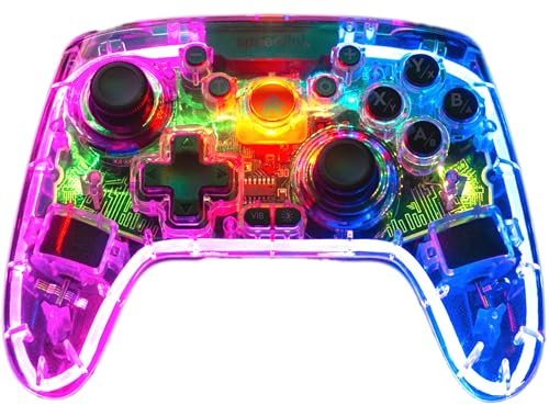 Speedlink RAIT NX RGB Gamepad - Controller PC wireless Bluetooth o USB 2.4, illuminazione trasparente, funzione vibrazione, sensori Hall, due pulsanti macro aggiuntivi, per PC/Switch/Android/PS3