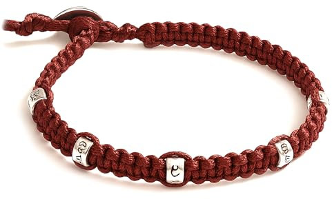Bracciale 7 Nodi Rosso o Nero [CON ARGENTO 925, REGOLABILE] Bracciale Kabbalah, Braccialetto Portafortuna - Protezione e Fortuna - Unisex (Rosso)