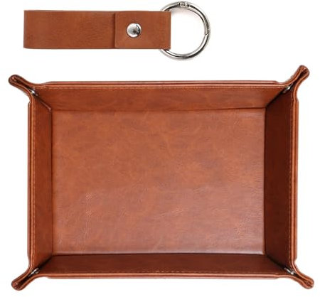 SHINROAD Bandeja de piel sintética para postre, solución de almacenamiento multiusos con llavero, organizador impermeable para llaves de control remoto de TV, cartera, reloj, escritorio, cajón para el