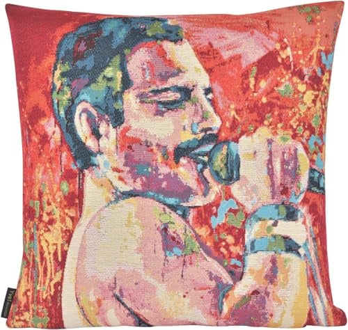 Yve! decoration Dekorative Kissenhülle mit Kunstdruck, 45x45 cm, Vintage Portrait Design (Freddie)