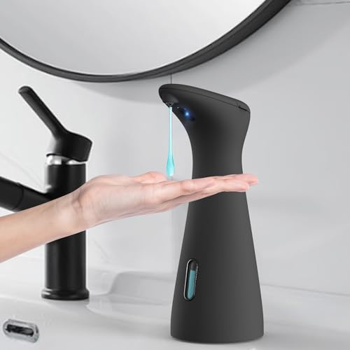 Summon The Elve Seifenspender Automatisch,200ML Berührungsloser Batteriebetriebener Elektrischer Seifenspender mit Sensor,4 Stufen Verstellbar No Touch Soap Dispenser für Bad,Küche（Schwarz）