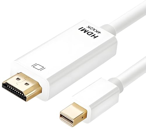 Leloco 4K Mini DisplayPort auf HDMI Kabel 2K 60Hz,1080P@120Hz, Thunderbolt 2, Mini DP auf HDMI Kabel für MacBook Pro, MacBook Air, iMac, Surface Pro Mehr Weiß(1,8m)