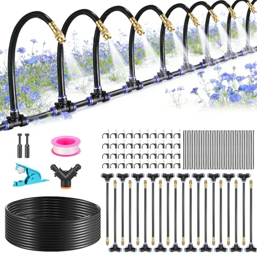 GoldOars Gardena Sistema de Riego Sistema de Riego 20M con Función de Niebla Automático Kit de Refrigeración y Riego para Jardín, Invernadero, Terraza Balcón