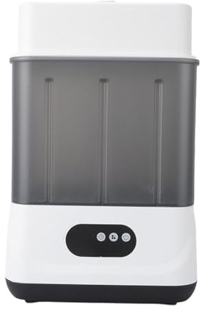 Asixxsix Lavador, esterilizador secador de biberones, 2 en 1, con doble capa temporizador, secador eléctrico con capacidad para 6 a 12 biberones accesorios para bebés y extractores (Enchufe de la UE)