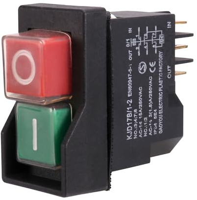 Buhdjfnke Interruttore di Arresto di Emergenza - Interruttore di Sicurezza Impermeabile KJD17 Interruttore Elettromagnetico Interruttore di Protezione Motore 6 Pin 250 V 16 A