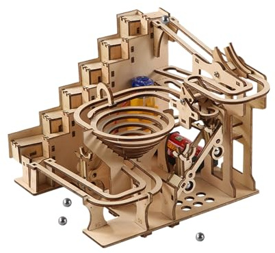 3D Holz Puzzle, Kugelbahn Modell, Marble Run Bausatz Kinetisches Mechanisches Holzmodell, Murmelbahn Für Kinder Erwachsene