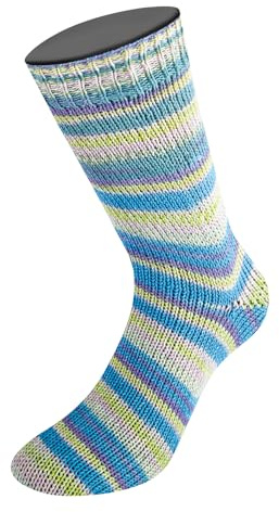LANA GROSSA Meilenweit Cotton Bamboo Canario | 4-fädiger Bambus-Sockenklassiker | Handstrickgarn aus 40% Baumwolle, 25% Schurwolle, 20% Viskose | 100g Wolle zum Stricken & Häkeln | 420m Garn FB 2526