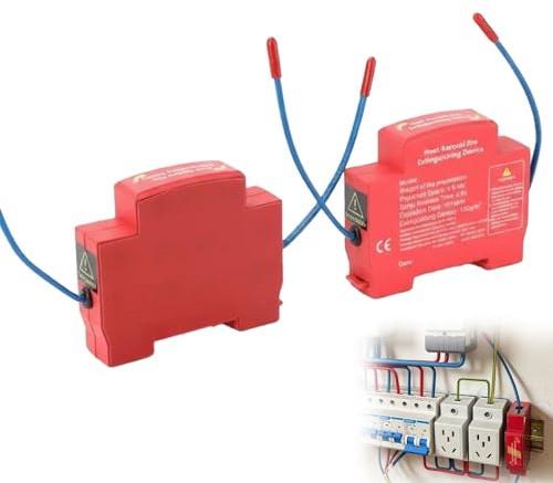 Dispositif d'Extinction Automatique d'Incendie par Aérosol pour Tableau Électrique, Extincteur Tableau Electrique, Rail DIN, Système d'Extinction Compact pour Systèmes de Stockage d'Énergie (2 unité)