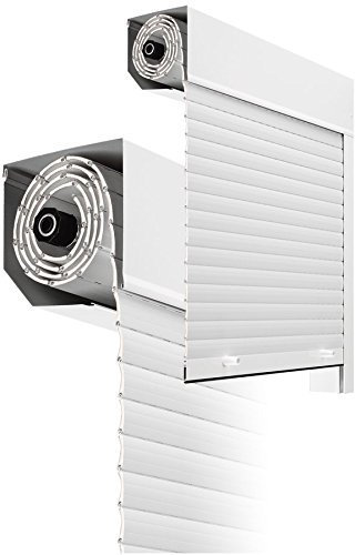 Kit complet de volet roulant en aluminium 45°, largeur 1400 mm x hauteur 1400 mm avec récupérateur Blanc RAL 9010
