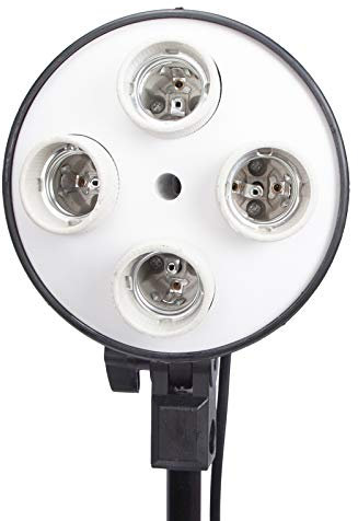 4-in-1 E27 Socket Adapter, Light Bulb Stand, Lamp Holder with Umbrella Reflector Holder, Photography Lamp Head for Photo Video Studio