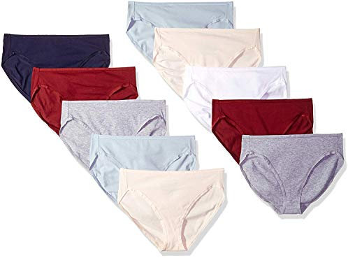 Amazon Essentials Culotte en Coton Taille Haute (Disponible en Grande Taille), Respirant Femme, Lot de 10, Couleurs Tonalités Froides/Teintes Chaudes, 46