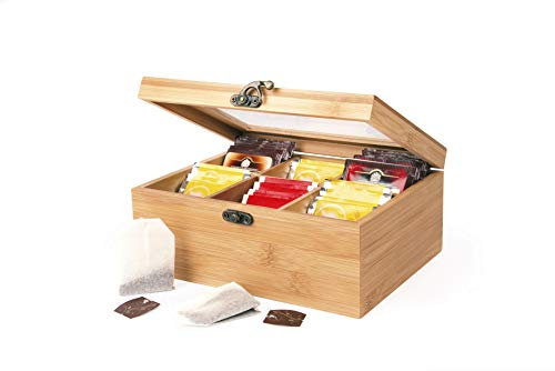Excelsa Eco Living Contenitore Porta Bustine tè e Infusi, bambù, Legno Naturale, Dimensioni: 21 x 16 x h. 9 cm