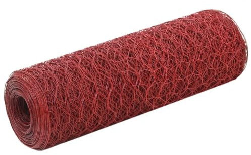 vidaXL Drahtzaun Stahl mit PVC-Beschichtung 25x0,5 m Rot, Drahtzaun, Maschendrahtzaun, Maschendraht Rolle, Maschendraht, Maschendrahtrolle, Drahtrolle