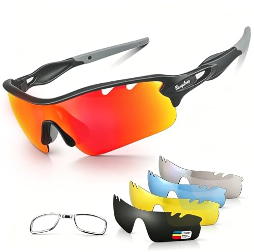 BangLong Polarized UV400 Sports Sunglasses with 5 Lenses for Men Women