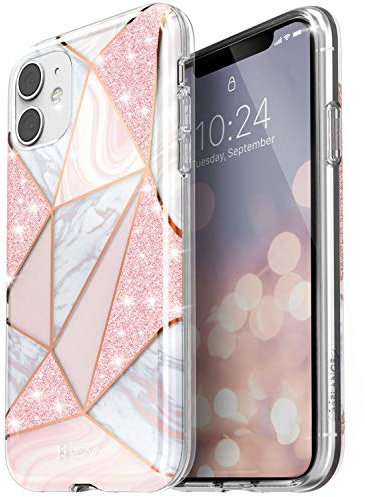 VENA MELANGE Marble Case Compatible With Apple iPhone 11 (6.1-inch 2019), (Drop Proof Protection) Stylish Glitter Sparkle Bumper Case Cover - Rose Gold