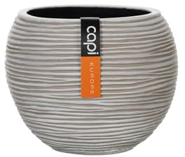 Capi Europe - Vase Boule Rib Anthracite & Ivory - 10x9 - Ivoire - Ouverture Ø7 - Pot pour l'intérieur - BOFI101