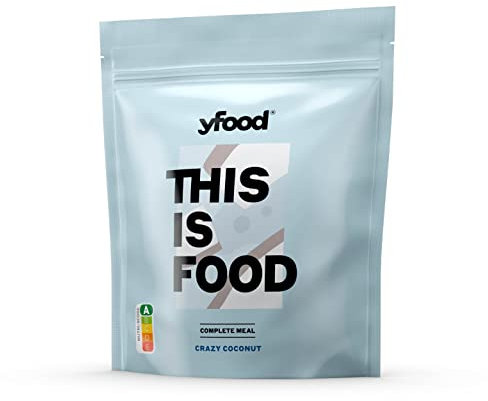 yfood Pulver Crazy Coconut, Leckere Trinkmahlzeit für unterwegs, THIS IS FOOD Pulver, 25g Protein, 17 Mahlzeiten, 26 Vitamine und Mineralstoffe, 1,5kg Beutel, Geschmack Kokosnuss