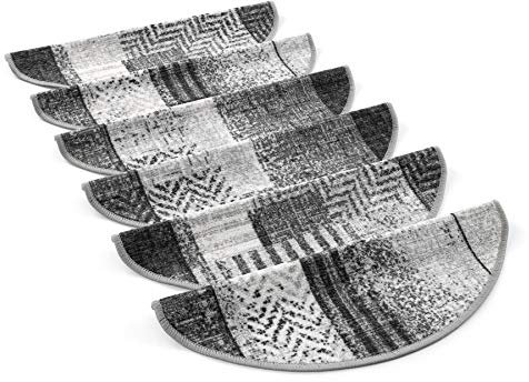 rugsx Treppenteppich Essenza Stufenmatten, Selbstklebend, 64x22 cm + 3,5cm Vorderkante, grau, 15 Stück
