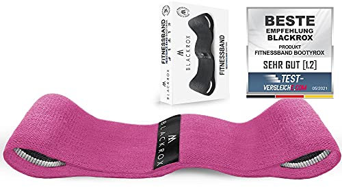 BLACKROX Fitnessband BOOTYROX Vergleichssieger Stoff Baumwolle Widerstandsband breit Klimmzug Beine Loop Arme Yoga Pilates Po Test übungen Widerstandsbänder rutschfest Gymnastikband (Pink - Light)