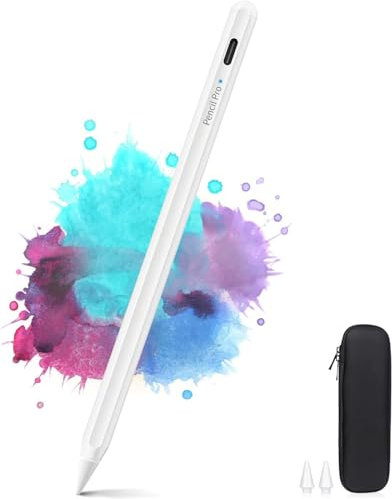 YLSCI Pen für Apple iPad 2018-2021, YLSCI Pen mit Palm Rejection und Stifthalter Tasche kompatibel mit iPad 6 7 8 9, Pro 11 12.9, Air 3 4, Mini 5 6 Weiß